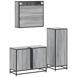 Berkfield 3 Piece Bathroom Furniture Set Grey Sonoma Engineered Wood - thumbnail 7