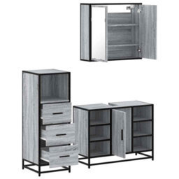 Berkfield 3 Piece Bathroom Furniture Set Grey Sonoma Engineered Wood - thumbnail 8