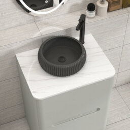 Royal Bathrooms Venice 600mm Dove Grey Freestanding Bathroom Countertop Vanity Unit 2 Drawer With Milan Black Basin - thumbnail 6