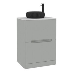 Royal Bathrooms Venice 600mm Dove Grey Freestanding Bathroom Countertop Vanity Unit 2 Drawer With Milan Black Basin - thumbnail 7