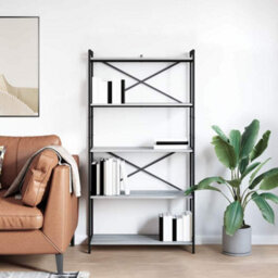 Berkfield Modern Bookcase Grey Sonoma 80 X 30 X 153 Cm Engineered Wood - thumbnail 4