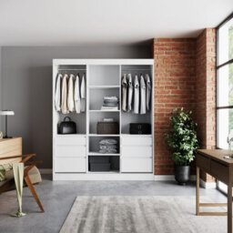 Haidar 180 Cm Sliding Door Wardrobe With Shelves And Hanging Rail For Modern Bedrooms White - thumbnail 3