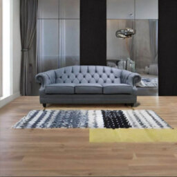 Chesterfield Handmade 3 Seater Sofa Settee Shelly Piping Grey Leather In Victoria Style - thumbnail 4