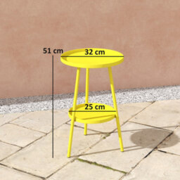 Outsunny Round Garden Table, 2-Tier Metal Patio Table Coffee Table, Yellow - thumbnail 3