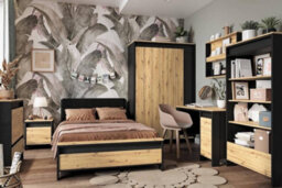 Arte Spot Chic Hinged Wardrobe With Led Lighting (H)1940mm (W)1230mm (D)550mm - Oak Artisan And Black Matt - thumbnail 6