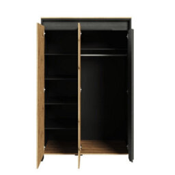 Arte Spot Chic Hinged Wardrobe With Led Lighting (H)1940mm (W)1230mm (D)550mm - Oak Artisan And Black Matt - thumbnail 2