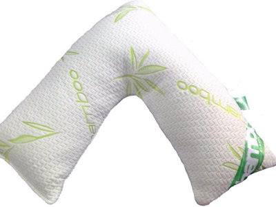 Homes & Linen V Shape Bamboo Pillow Memory Foam Orthopaedic V-Shaped Pillow Extra Cushioning Support For Head, Neck & Back - image 1