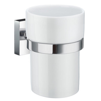 Smedbo Porcelain Tumbler With Non Rust Brass Wall Mount Holder