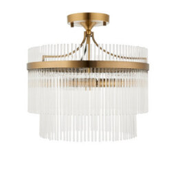 Loops Stylish Semi Flush Mount Ceiling Light In Brushed Aged Brass And White Glass - thumbnail 8