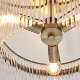 Loops Stylish Semi Flush Mount Ceiling Light In Brushed Aged Brass And White Glass - thumbnail 5
