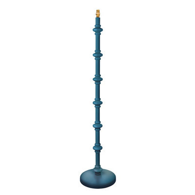 Loops Trendy 1380mm Tall Satin Marlin Blue Floor Lamp With Elegant Brass B22 Holder - image 1