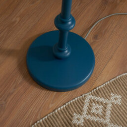 Loops Trendy 1380mm Tall Satin Marlin Blue Floor Lamp With Elegant Brass B22 Holder - thumbnail 6