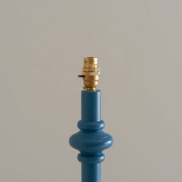 Loops Trendy 1380mm Tall Satin Marlin Blue Floor Lamp With Elegant Brass B22 Holder - thumbnail 3