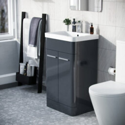 Nes Home Afern 500mm Freestanding Vanity Unit Cabinet & Wash Basin Anthracite Flat Pack - thumbnail 3