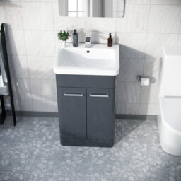 Nes Home Afern 500mm Freestanding Vanity Unit Cabinet & Wash Basin Anthracite Flat Pack - thumbnail 5