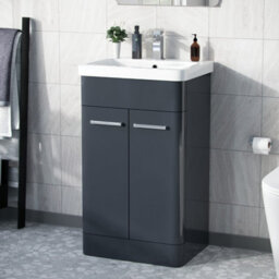 Nes Home Afern 500mm Freestanding Vanity Unit Cabinet & Wash Basin Anthracite Flat Pack - thumbnail 1