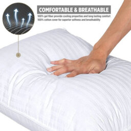 Ameha Stripe Filled Pillows Dream Sleep Premier Hotel Quality Hypoallergenic Pillows Anti Allergy Soft Quilted Pillow Pair - thumbnail 3
