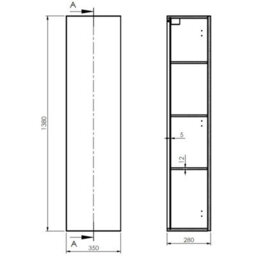 Aveli Bathroom Wall Hung Tall Cabinet Cupboard Storage Furniture Unit Grey 1380X350mm - thumbnail 6