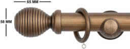 A.unique Home Ribbed Wooden Curtain Pole With Rings And Fittings - 35mm - 150Cm - Antique Gold - thumbnail 3