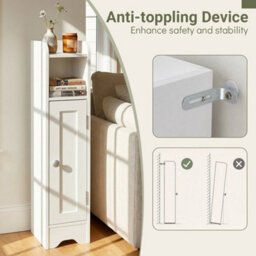 Bathroom Cabinet With Door Toilet Paper Holder Stand With Adjustable Shelves - thumbnail 6