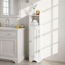 Bathroom Cabinet With Door Toilet Paper Holder Stand With Adjustable Shelves - thumbnail 5