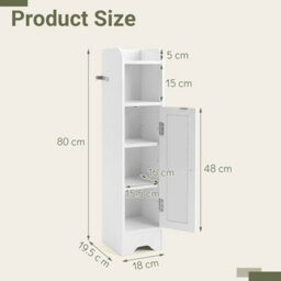 Bathroom Cabinet With Door Toilet Paper Holder Stand With Adjustable Shelves - thumbnail 2