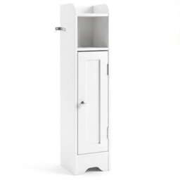 Bathroom Cabinet With Door Toilet Paper Holder Stand With Adjustable Shelves - thumbnail 1