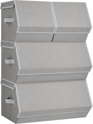 Songmics Set Of 4 Storage Boxes With Lids, Stackable Wardrobe Storage Organisers, Storage Bins, Fabric Storage Unit - image 1