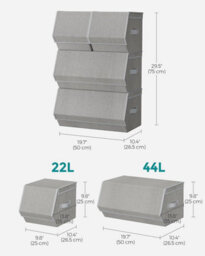 Songmics Set Of 4 Storage Boxes With Lids, Stackable Wardrobe Storage Organisers, Storage Bins, Fabric Storage Unit - thumbnail 3