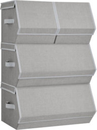 Songmics Set Of 4 Storage Boxes With Lids, Stackable Wardrobe Storage Organisers, Storage Bins, Fabric Storage Unit - thumbnail 1