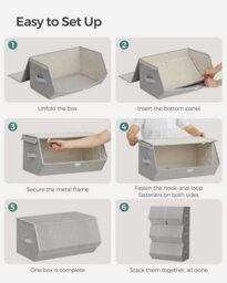 Songmics Set Of 4 Storage Boxes With Lids, Stackable Wardrobe Storage Organisers, Storage Bins, Fabric Storage Unit - thumbnail 5