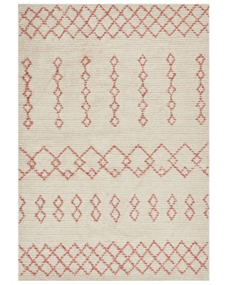 Beliani Beige Pink Geometric Cotton Rug 160 X 230 Cm - Hand-Tufted Low Pile - image 1