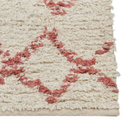 Beliani Beige Pink Geometric Cotton Rug 160 X 230 Cm - Hand-Tufted Low Pile - thumbnail 6