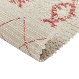 Beliani Beige Pink Geometric Cotton Rug 160 X 230 Cm - Hand-Tufted Low Pile - thumbnail 5