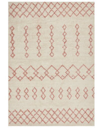 Beliani Beige Pink Geometric Cotton Rug 160 X 230 Cm - Hand-Tufted Low Pile - thumbnail 1
