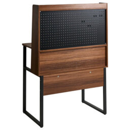 Wyld And Coco Lumina Wall-Mounted Office Desk With Pegboard Backing Dark Brown Walnut Effect (W84 X D48 Cm) - thumbnail 5