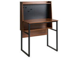 Wyld And Coco Lumina Wall-Mounted Office Desk With Pegboard Backing Dark Brown Walnut Effect (W84 X D48 Cm) - thumbnail 3