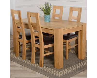 That's Furniture Kuba 150 X 85 Cm Chunky Medium Oak Dining Table And 4 Chairs Dining Set With Yale Chairs - image 1