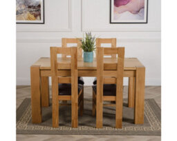 That's Furniture Kuba 150 X 85 Cm Chunky Medium Oak Dining Table And 4 Chairs Dining Set With Yale Chairs - thumbnail 2
