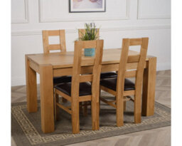 That's Furniture Kuba 150 X 85 Cm Chunky Medium Oak Dining Table And 4 Chairs Dining Set With Yale Chairs - thumbnail 3