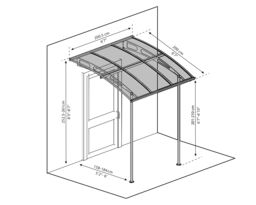 Canopia By Palram Vega 2000 Aluminium Grey Door Canopy, (H)26.1Cm (W)200.5Cm (D)199.6Cm - thumbnail 4