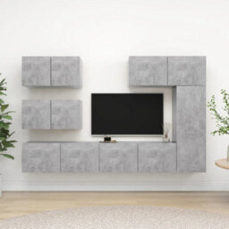 Berkfield 6 Piece Tv Cabinet Set Concrete Grey Engineered Wood - thumbnail 1