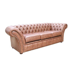 Chesterfield 3 Seater Sofa Settee Etna Bourbon Brown Leather In Balmoral Style - thumbnail 2