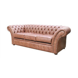 Chesterfield 3 Seater Sofa Settee Etna Bourbon Brown Leather In Balmoral Style - thumbnail 3