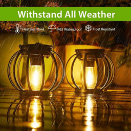 Pack Of 2 Outdoor Solar Hanging Lanterns, Waterproof Metal Garden Lights - thumbnail 6