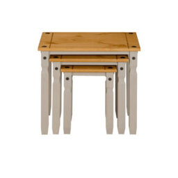 Mews Corona Nest Of Tables Grey Pine Set Of 3 Occasional Side Tables Coffee - thumbnail 5