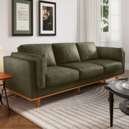 Valencia Artisan Leather Three Seats Sofa Dark Green Nappa 11000 Top Grain Leather Alder Wood Legs And Frame - thumbnail 6