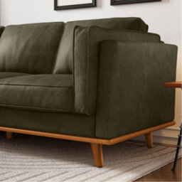 Valencia Artisan Leather Three Seats Sofa Dark Green Nappa 11000 Top Grain Leather Alder Wood Legs And Frame - thumbnail 8