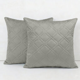 Ameha Silver Embossed Diamond Velvet Cushion Cover, 18X18 Inch, Pack Of 2, Anti Allergic, Breathable & Ultra Soft