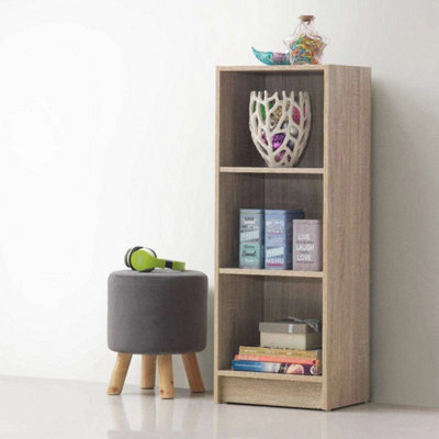 Bookcase With 3 Shelf Spaces Medium Narrow In Oak Home Storage - image 1
